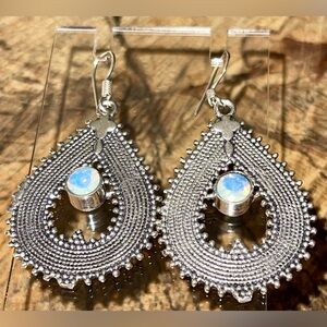 Clear Opalite Statement Earrings 1 7/8”